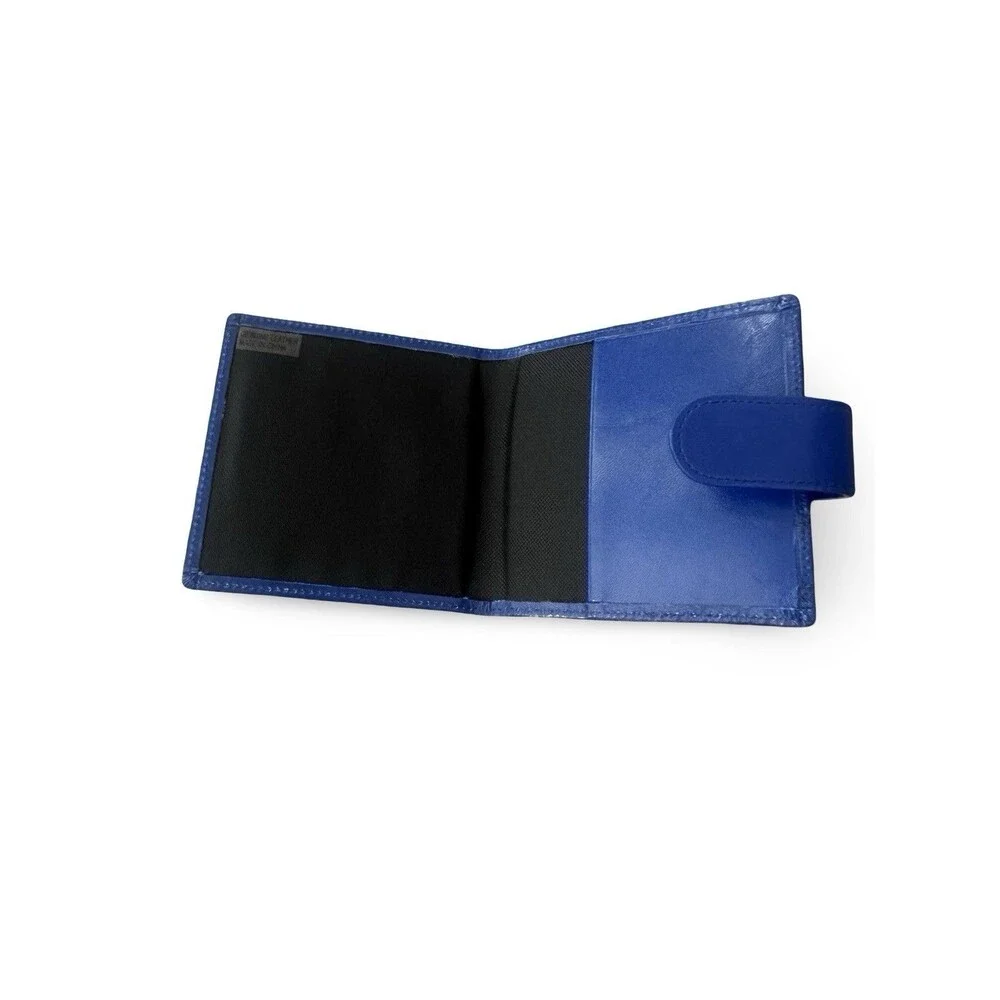 Moda Royal Blue Leather bifold card-passport wallet 3.75x3.75 NEW